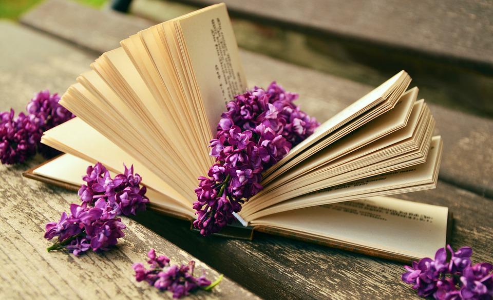 Image of Book with Flower Bookmark